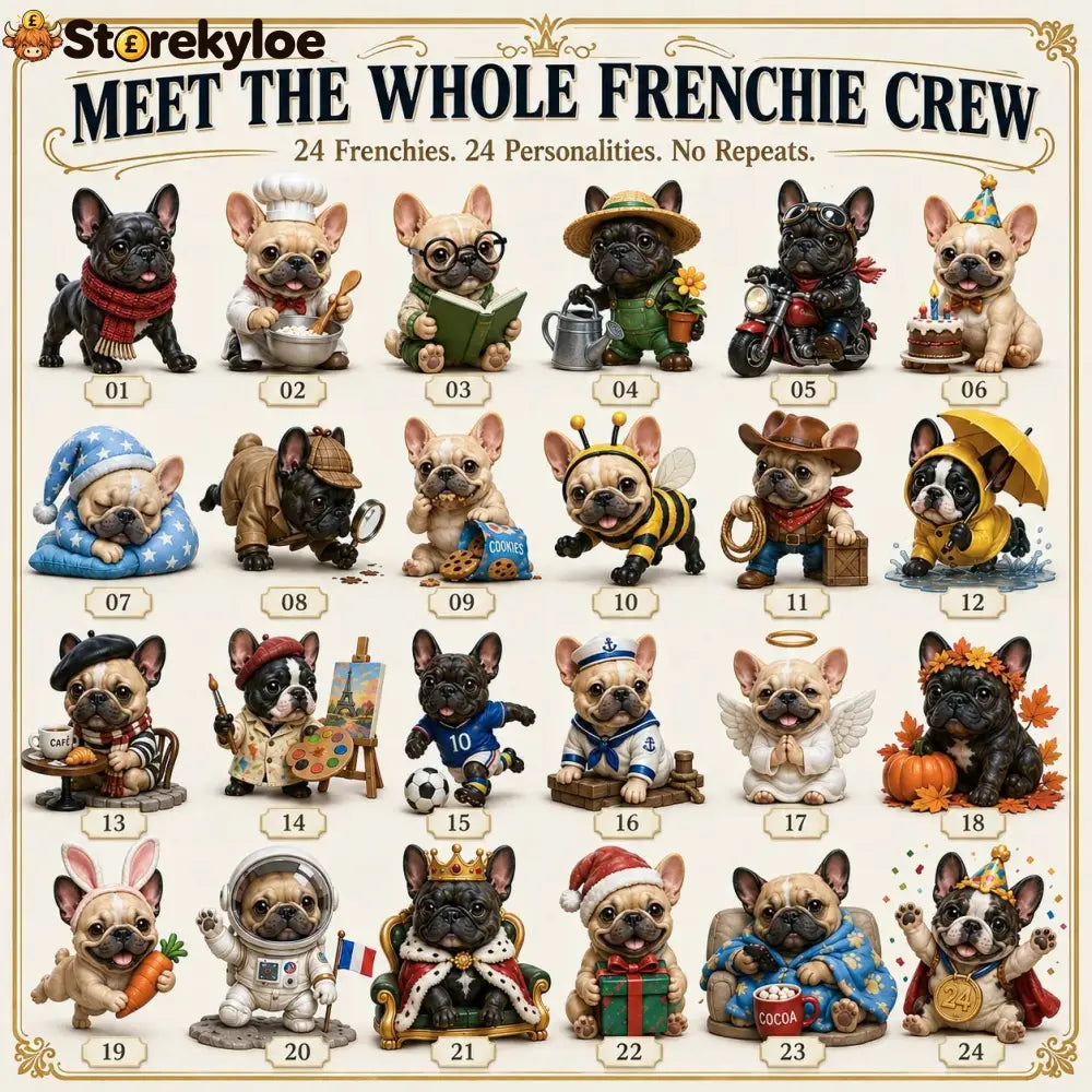 ⏳ Last Day 49% OFF – 🐶 24-Day French Bulldog Christmas Advent Calendar | 24 Unique Collectible Frenchie Characters with Different Outfits, Personalities & Daily Holiday Surprises 🎄✨