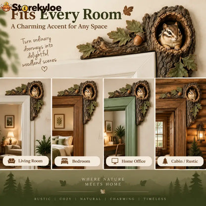 ⏰LAST DAY 50% OFF 🐿️ 3D Chipmunk Tree Hollow Door Topper | Woodland Animal Doorway Decor For Cozy Nature Homes