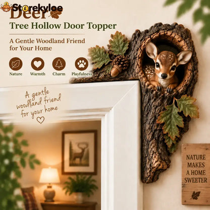 ⏰LAST DAY 50% OFF 🐿️ 3D Chipmunk Tree Hollow Door Topper | Woodland Animal Doorway Decor For Cozy Nature Homes - 🦌Deer
