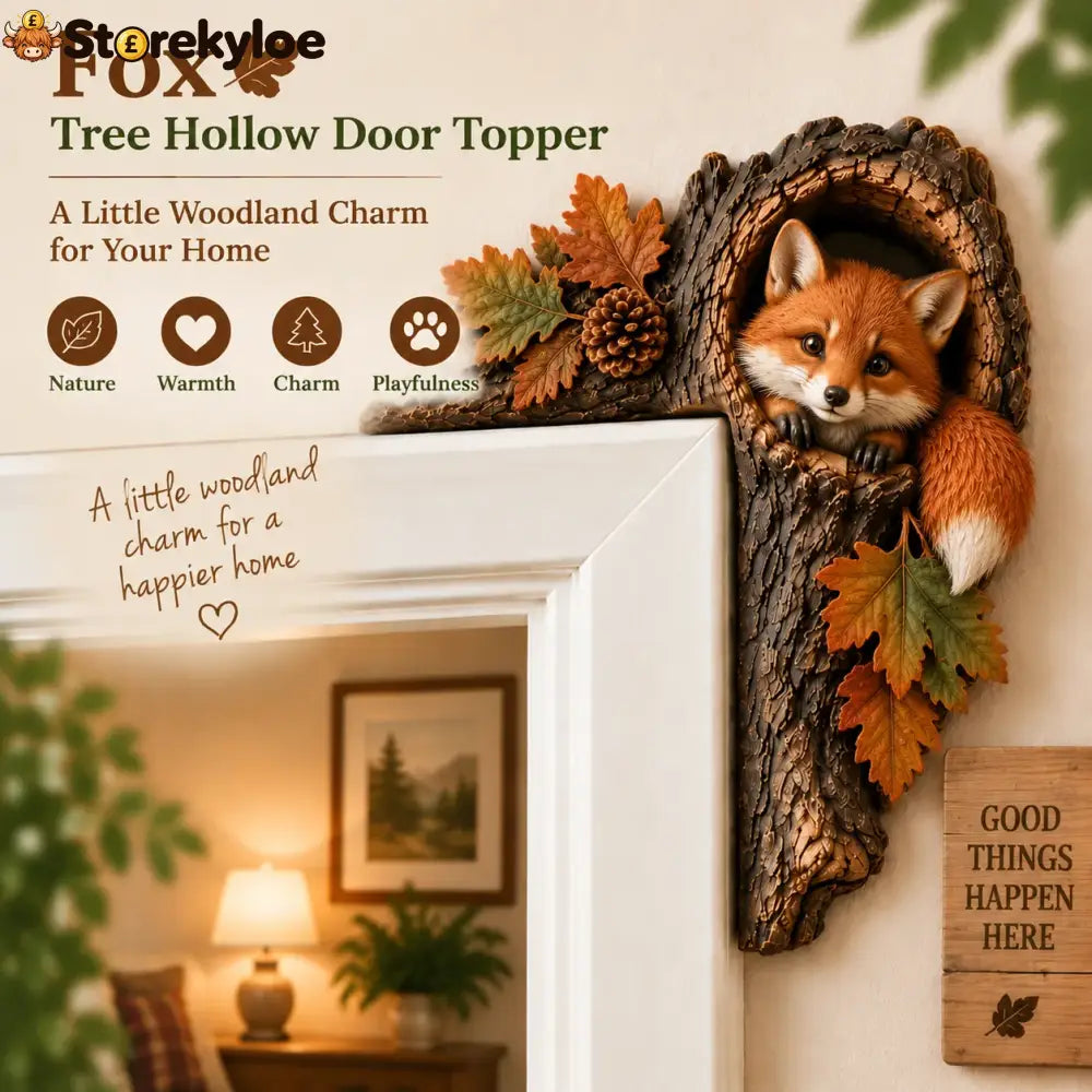 ⏰LAST DAY 50% OFF 🐿️ 3D Chipmunk Tree Hollow Door Topper | Woodland Animal Doorway Decor For Cozy Nature Homes - 🦊Fox