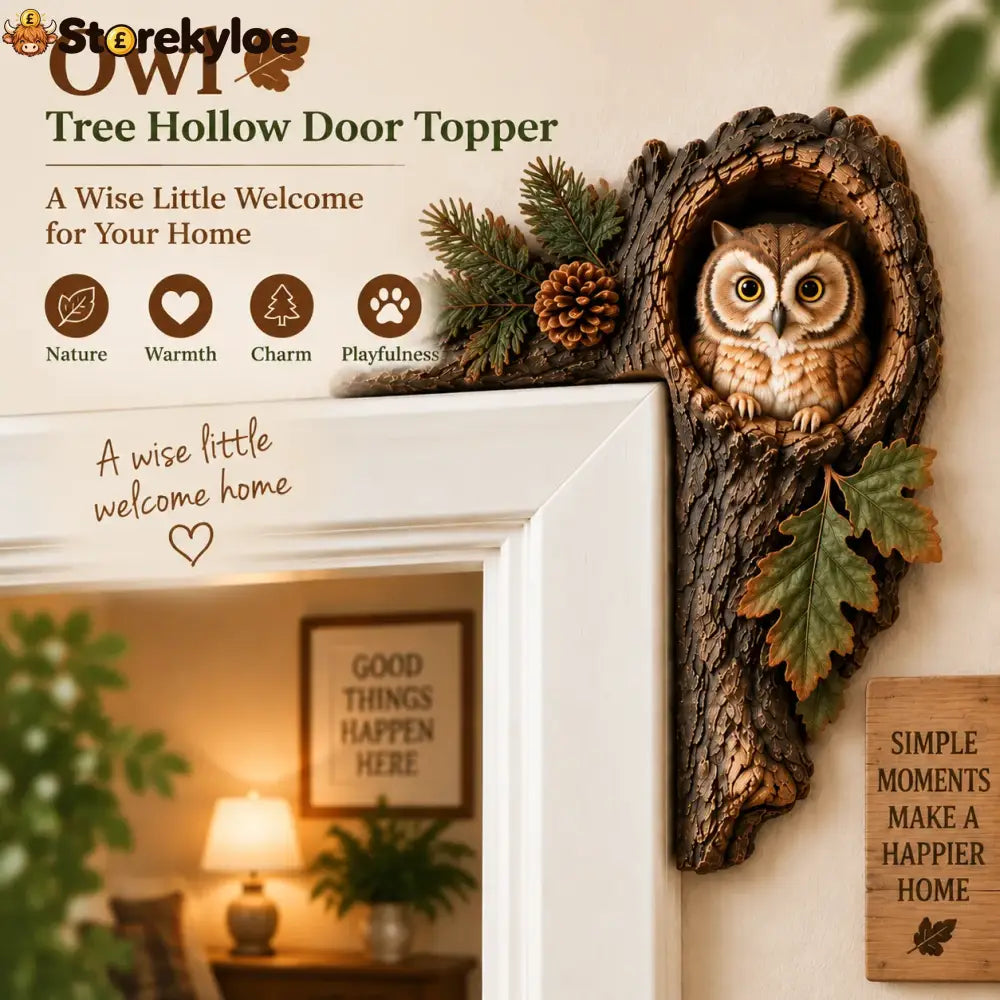 ⏰LAST DAY 50% OFF 🐿️ 3D Chipmunk Tree Hollow Door Topper | Woodland Animal Doorway Decor For Cozy Nature Homes - 🦉Owl