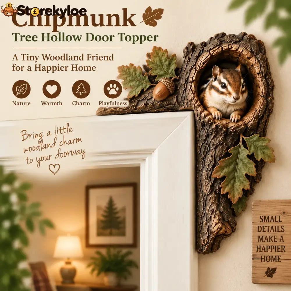 ⏰LAST DAY 50% OFF 🐿️ 3D Chipmunk Tree Hollow Door Topper | Woodland Animal Doorway Decor For Cozy Nature Homes