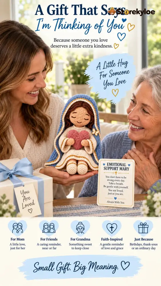 ⏳ Last Day 49% OFF –💙Always With You Mary Comfort Doll | Handmade Crochet Companion Holding A Heart with Encouragement