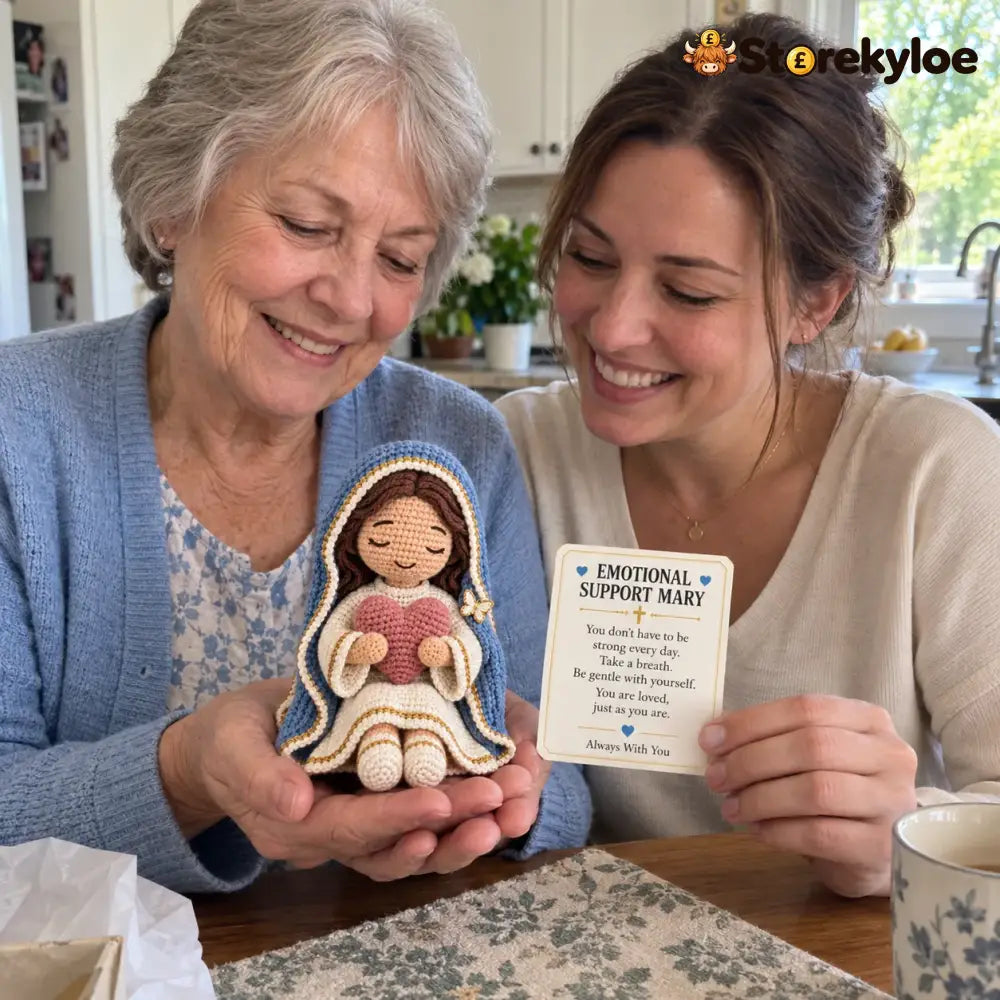 ⏳ Last Day 49% OFF –💙Always With You Mary Comfort Doll | Handmade Crochet Companion Holding A Heart with Encouragement
