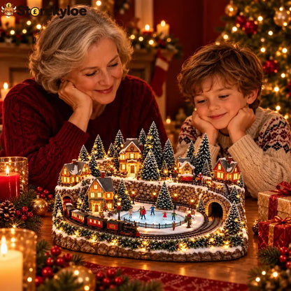 🔥 Last Day 49% Off 🔥 Animated Holiday Train & Ice Rink Scene ✨