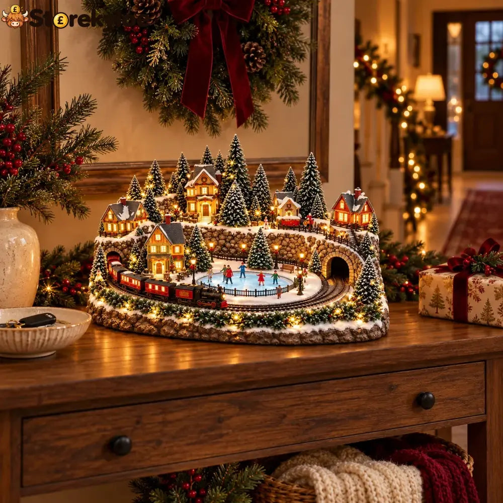 🔥 Last Day 49% Off 🔥 Animated Holiday Train & Ice Rink Scene ✨