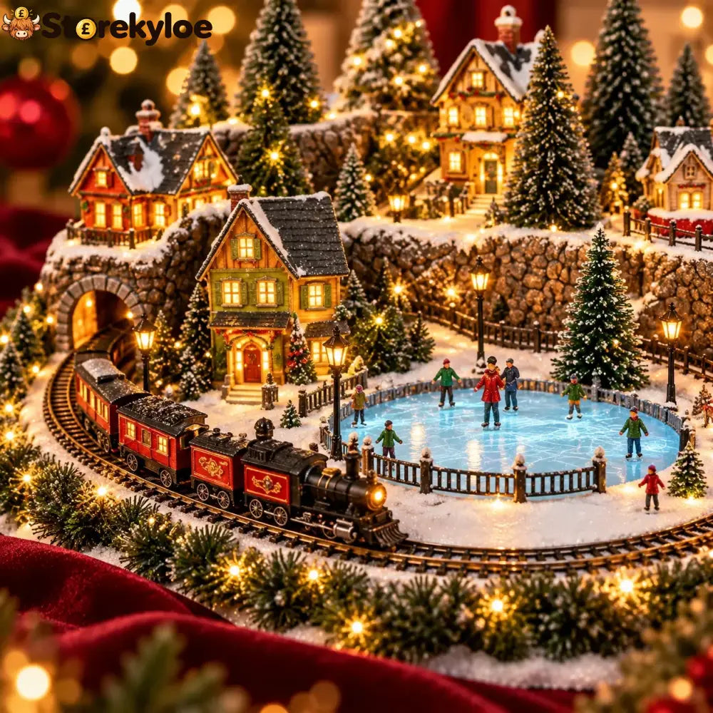 🔥 Last Day 49% Off 🔥 Animated Holiday Train & Ice Rink Scene ✨
