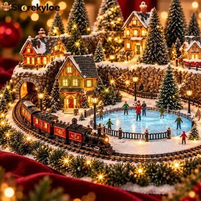 🔥 Last Day 49% Off 🔥 Animated Holiday Train & Ice Rink Scene ✨