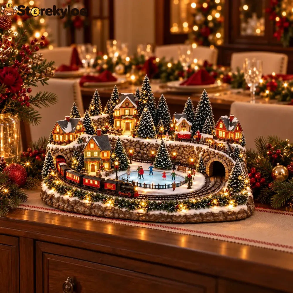 🔥 Last Day 49% Off 🔥 Animated Holiday Train & Ice Rink Scene ✨