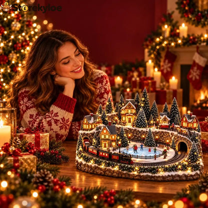 🔥 Last Day 49% Off 🔥 Animated Holiday Train & Ice Rink Scene ✨