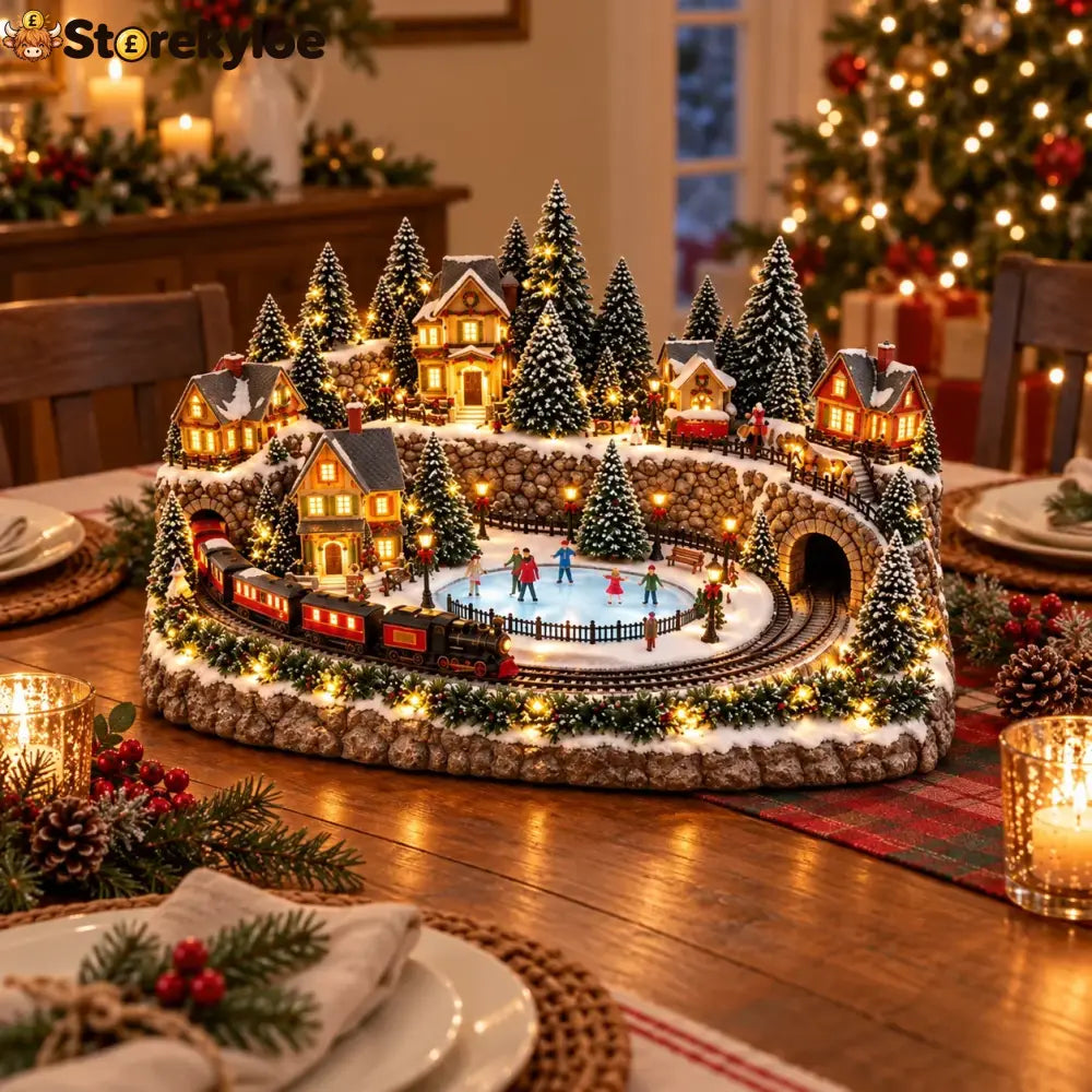 🔥 Last Day 49% Off 🔥 Animated Holiday Train & Ice Rink Scene ✨