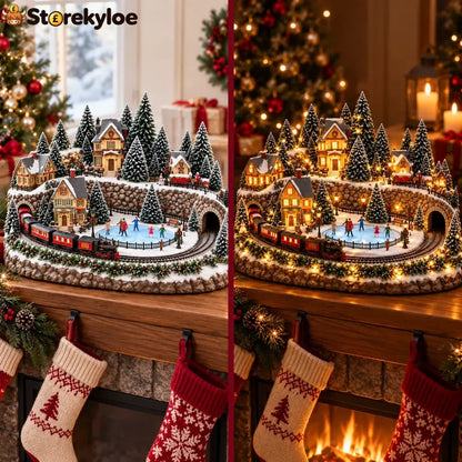🔥 Last Day 49% Off 🔥 Animated Holiday Train & Ice Rink Scene ✨