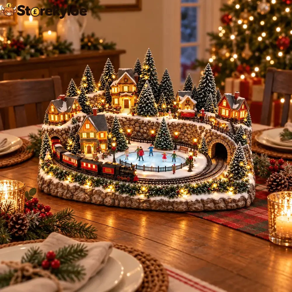 🔥 Last Day 49% Off 🔥 Animated Holiday Train & Ice Rink Scene ✨