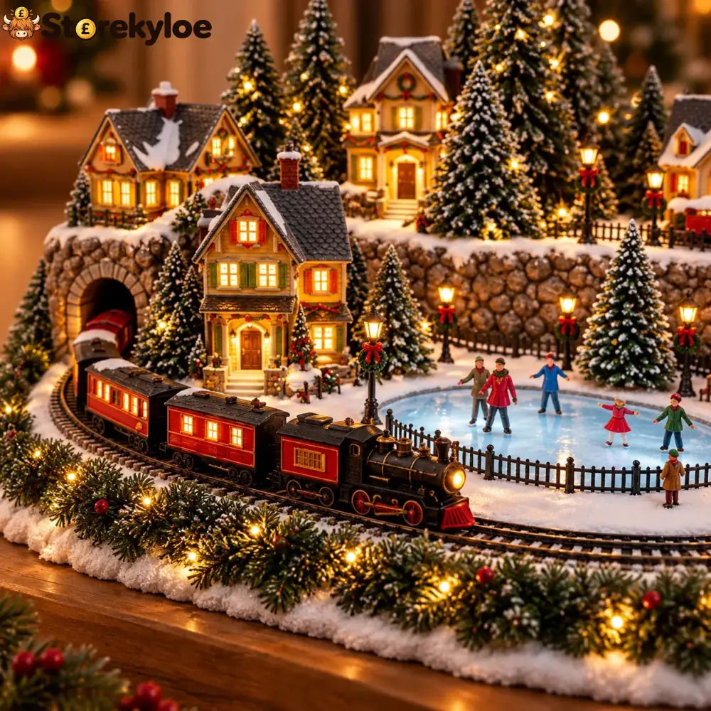 🔥 Last Day 49% Off 🔥 Animated Holiday Train & Ice Rink Scene ✨