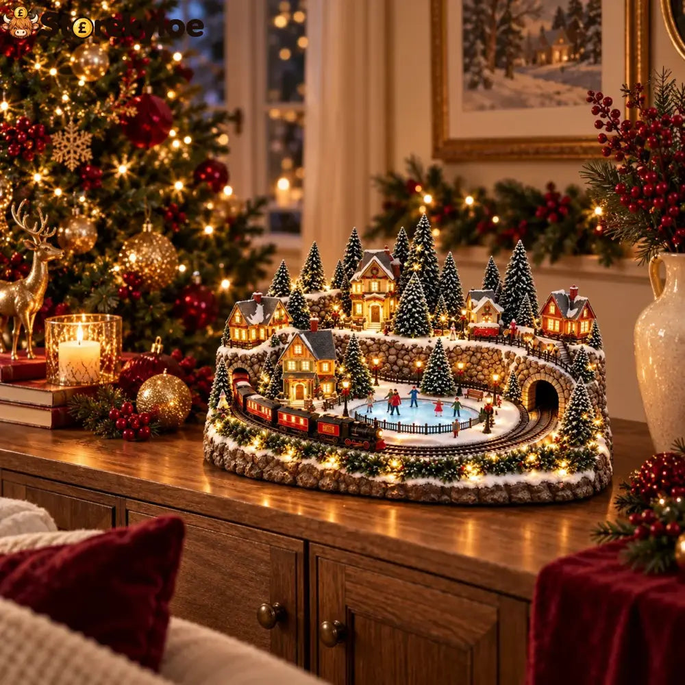 🔥 Last Day 49% Off 🔥 Animated Holiday Train & Ice Rink Scene ✨