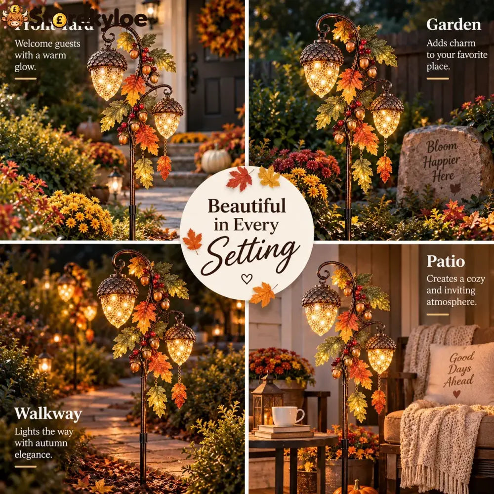 🔥 Last Day 49% Off-🍁 Autumn Acorn Glow™ – Solar Double Acorn Garden Stake Light