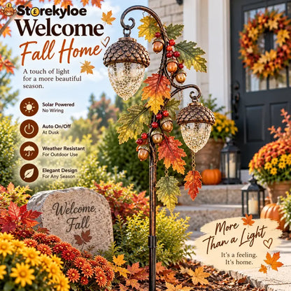 🔥 Last Day 49% Off-🍁 Autumn Acorn Glow™ – Solar Double Acorn Garden Stake Light