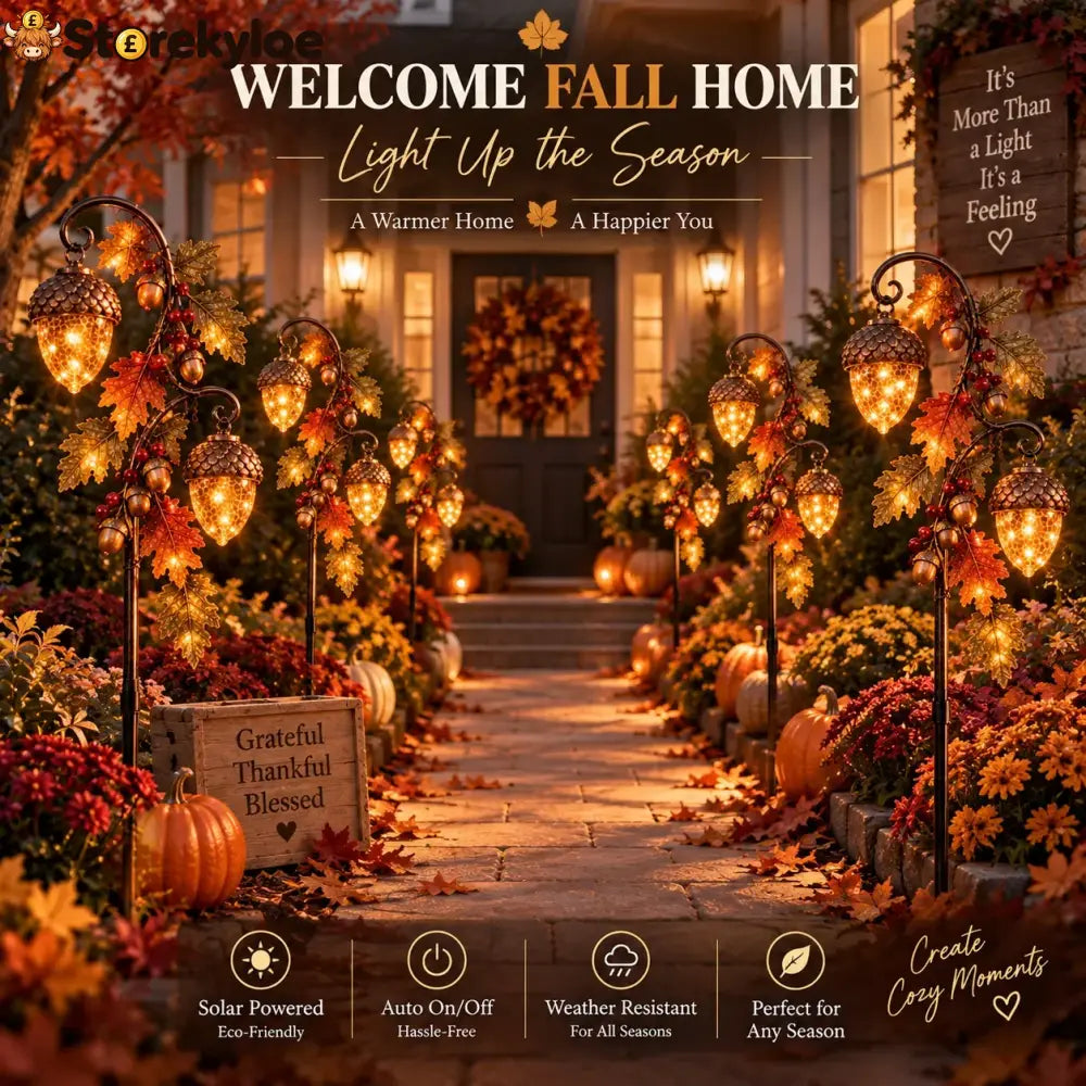 🔥 Last Day 49% Off-🍁 Autumn Acorn Glow™ – Solar Double Acorn Garden Stake Light