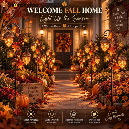 🔥 Last Day 49% Off-🍁 Autumn Acorn Glow™ – Solar Double Acorn Garden Stake Light