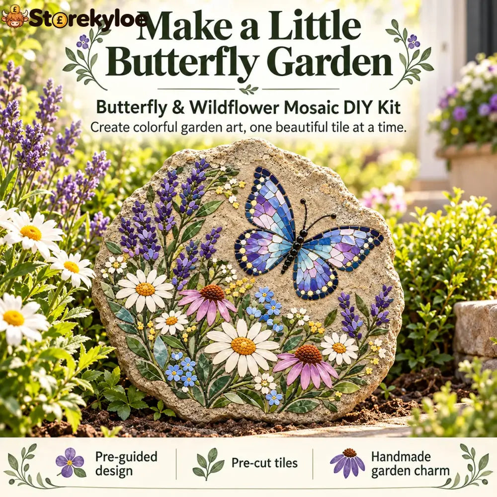 ⏳ Last Day 49% Off – 🦋 Beginner-friendly Butterfly Wildflower Mosaic Diy Kit | Complete Kit With Pre-cut Tiles Adhesive