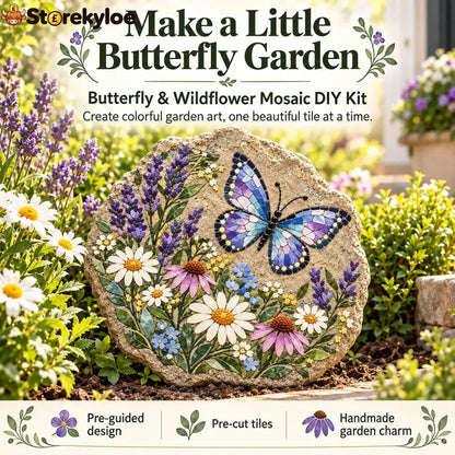 ⏳ Last Day 49% Off – 🦋 Beginner-friendly Butterfly Wildflower Mosaic Diy Kit | Complete Kit With Pre-cut Tiles Adhesive
