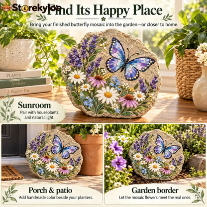 ⏳ Last Day 49% Off – 🦋 Beginner-friendly Butterfly Wildflower Mosaic Diy Kit | Complete Kit With Pre-cut Tiles Adhesive