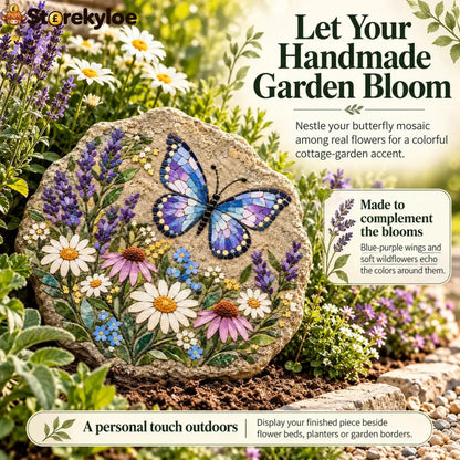 ⏳ Last Day 49% Off – 🦋 Beginner-friendly Butterfly Wildflower Mosaic Diy Kit | Complete Kit With Pre-cut Tiles Adhesive