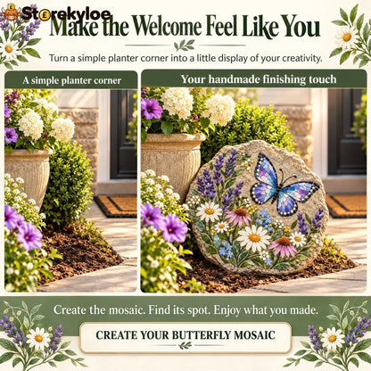 ⏳ Last Day 49% Off – 🦋 Beginner-friendly Butterfly Wildflower Mosaic Diy Kit | Complete Kit With Pre-cut Tiles Adhesive