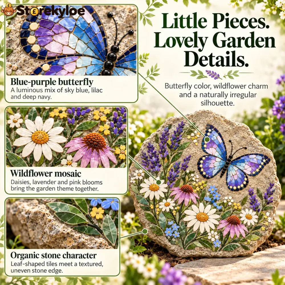 ⏳ Last Day 49% Off – 🦋 Beginner-friendly Butterfly Wildflower Mosaic Diy Kit | Complete Kit With Pre-cut Tiles Adhesive