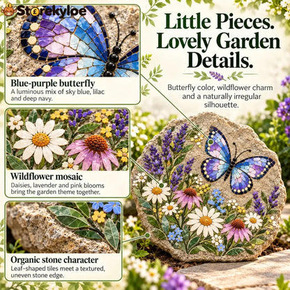 ⏳ Last Day 49% Off – 🦋 Beginner-friendly Butterfly Wildflower Mosaic Diy Kit | Complete Kit With Pre-cut Tiles Adhesive
