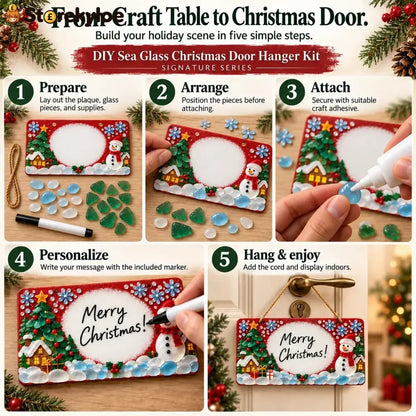 ⏳ Last Day 49% OFF – 🎄 Beginner-Friendly DIY Sea Glass Christmas Hanging Sign Kit | 8 Festive Designs with Handwritten