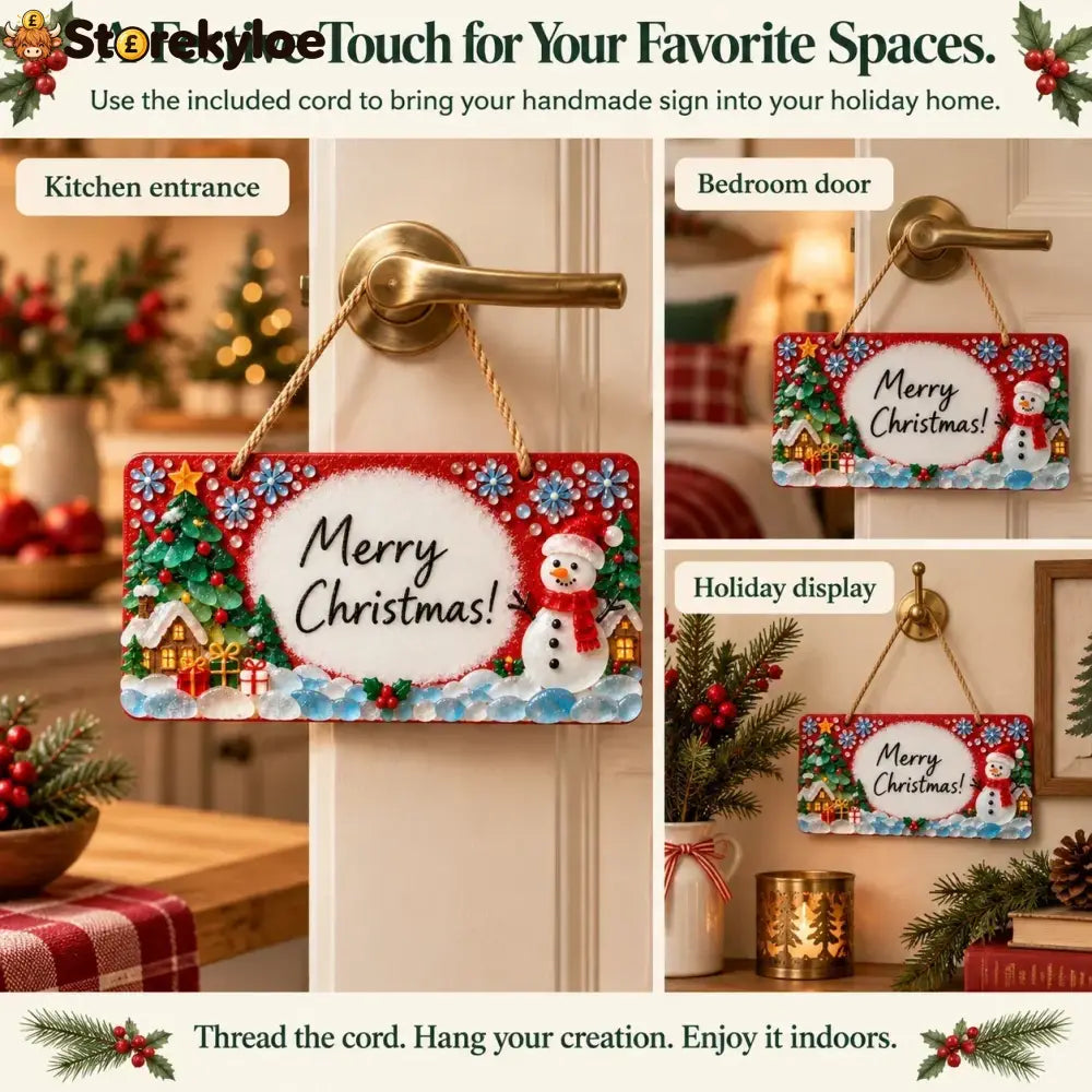 ⏳ Last Day 49% OFF – 🎄 Beginner-Friendly DIY Sea Glass Christmas Hanging Sign Kit | 8 Festive Designs with Handwritten