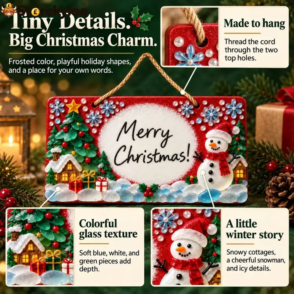 ⏳ Last Day 49% OFF – 🎄 Beginner-Friendly DIY Sea Glass Christmas Hanging Sign Kit | 8 Festive Designs with Handwritten