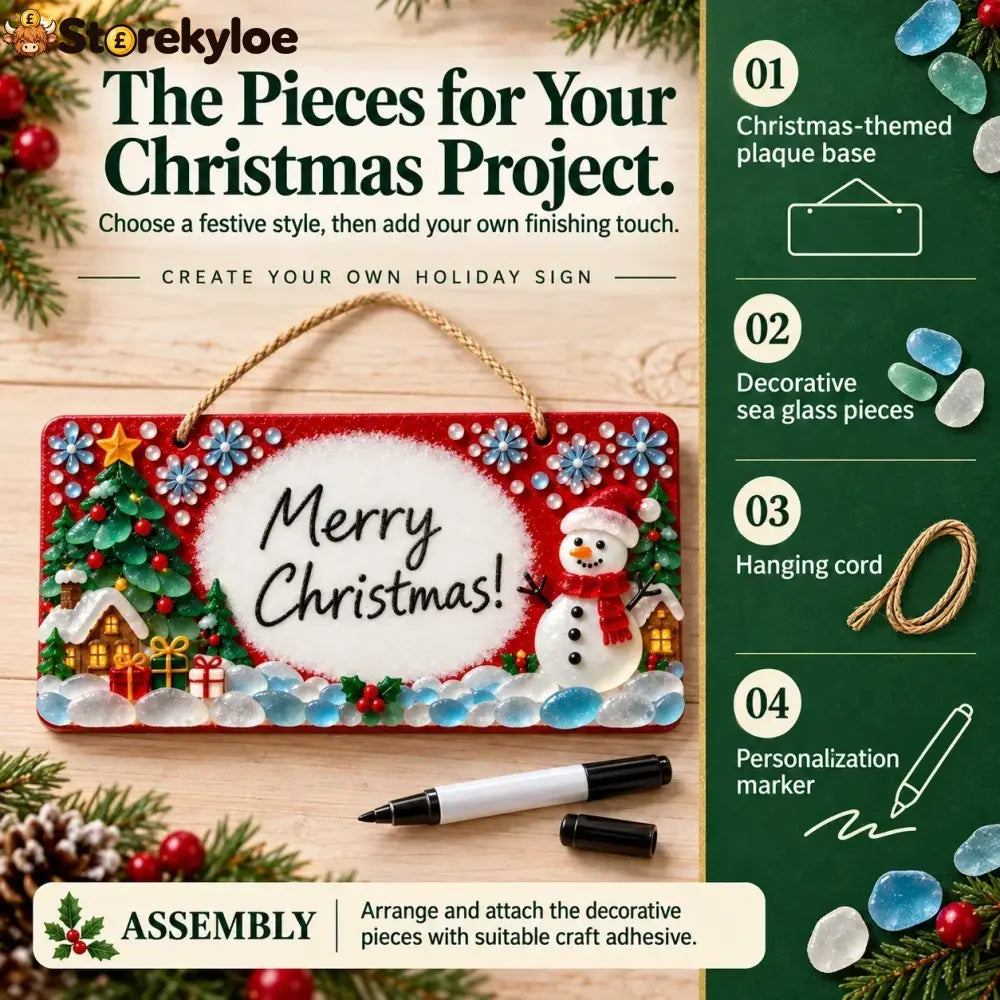 ⏳ Last Day 49% OFF – 🎄 Beginner-Friendly DIY Sea Glass Christmas Hanging Sign Kit | 8 Festive Designs with Handwritten