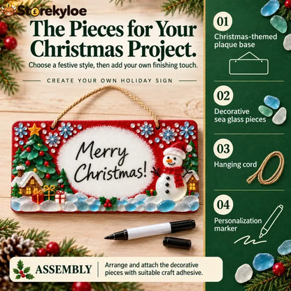 ⏳ Last Day 49% OFF – 🎄 Beginner-Friendly DIY Sea Glass Christmas Hanging Sign Kit | 8 Festive Designs with Handwritten