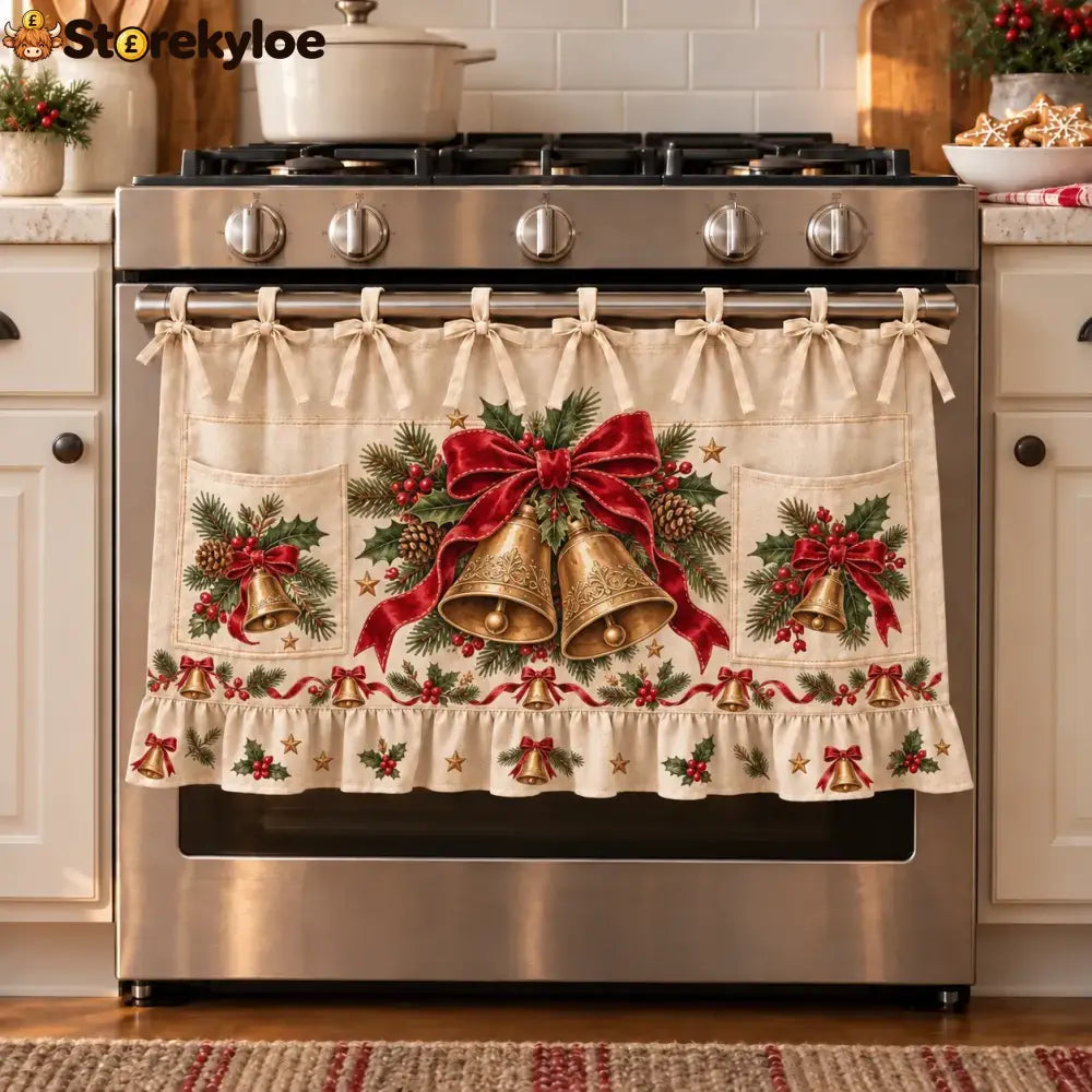 ⏳ Last Day 49% Off – 🎄 Christmas Kitchen Tie-on Skirt | Festive Holiday Designs With Pockets & Ruffled Trim ✨ - 🔔