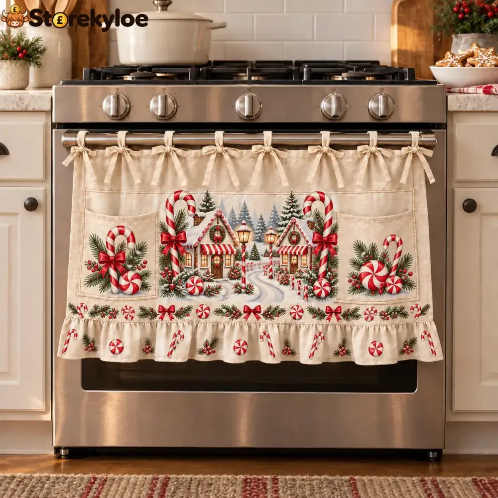 ⏳ Last Day 49% Off – 🎄 Christmas Kitchen Tie-on Skirt | Festive Holiday Designs With Pockets & Ruffled Trim ✨ - 🍬 Candy