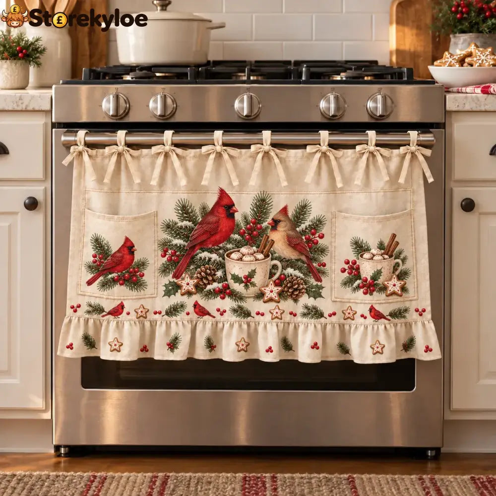 ⏳ Last Day 49% Off – 🎄 Christmas Kitchen Tie-on Skirt | Festive Holiday Designs With Pockets & Ruffled Trim ✨ - 🐦