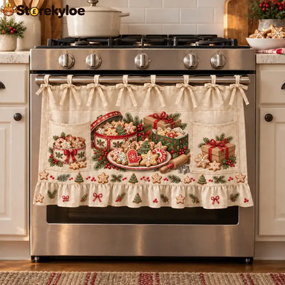 ⏳ Last Day 49% Off – 🎄 Christmas Kitchen Tie-on Skirt | Festive Holiday Designs With Pockets & Ruffled Trim ✨ - 🥨