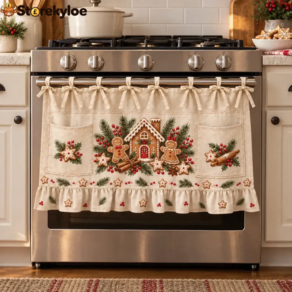 ⏳ Last Day 49% Off – 🎄 Christmas Kitchen Tie-on Skirt | Festive Holiday Designs With Pockets & Ruffled Trim ✨ - 🍪
