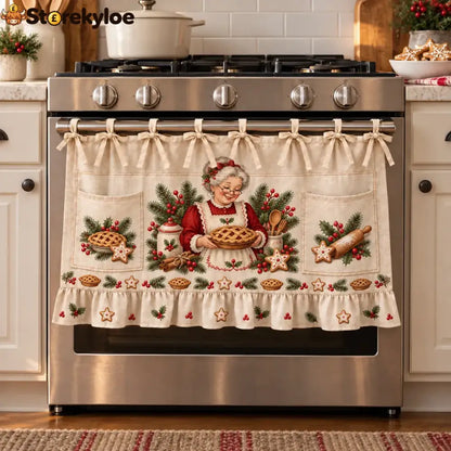 ⏳ Last Day 49% Off – 🎄 Christmas Kitchen Tie-on Skirt | Festive Holiday Designs With Pockets & Ruffled Trim ✨ - 🥧 Mrs.