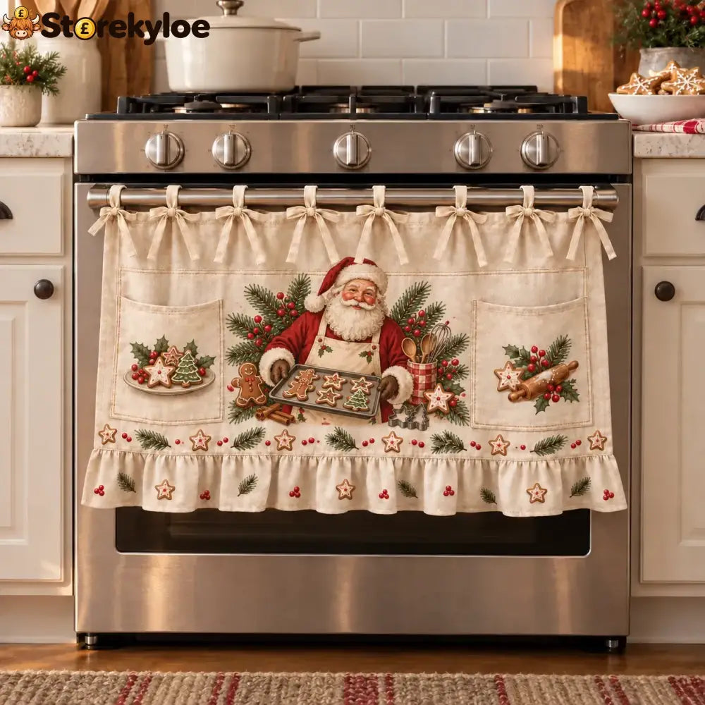 ⏳ Last Day 49% Off – 🎄 Christmas Kitchen Tie-on Skirt | Festive Holiday Designs With Pockets & Ruffled Trim ✨ - 🎅