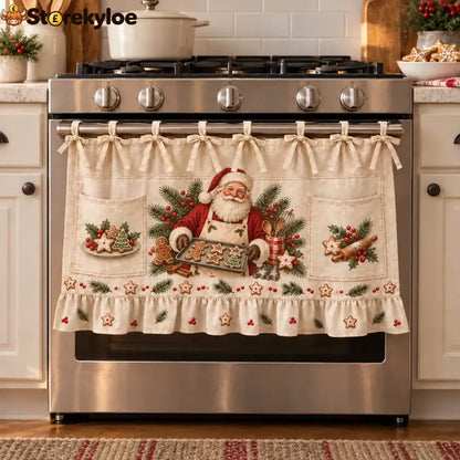 ⏳ Last Day 49% Off – 🎄 Christmas Kitchen Tie-on Skirt | Festive Holiday Designs With Pockets & Ruffled Trim ✨ - 🎅