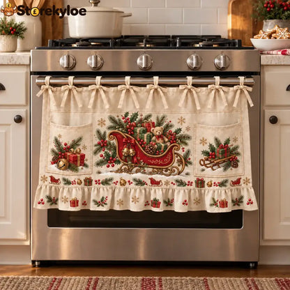 ⏳ Last Day 49% Off – 🎄 Christmas Kitchen Tie-on Skirt | Festive Holiday Designs With Pockets & Ruffled Trim ✨ - 🛷