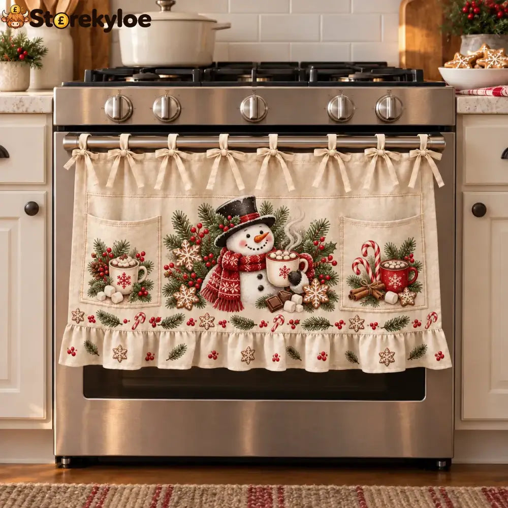 ⏳ Last Day 49% Off – 🎄 Christmas Kitchen Tie-on Skirt | Festive Holiday Designs With Pockets & Ruffled Trim ✨ - ⛄