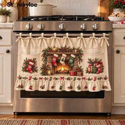 ⏳ Last Day 49% Off – 🎄 Christmas Kitchen Tie-on Skirt | Festive Holiday Designs With Pockets & Ruffled Trim ✨ - 🧦