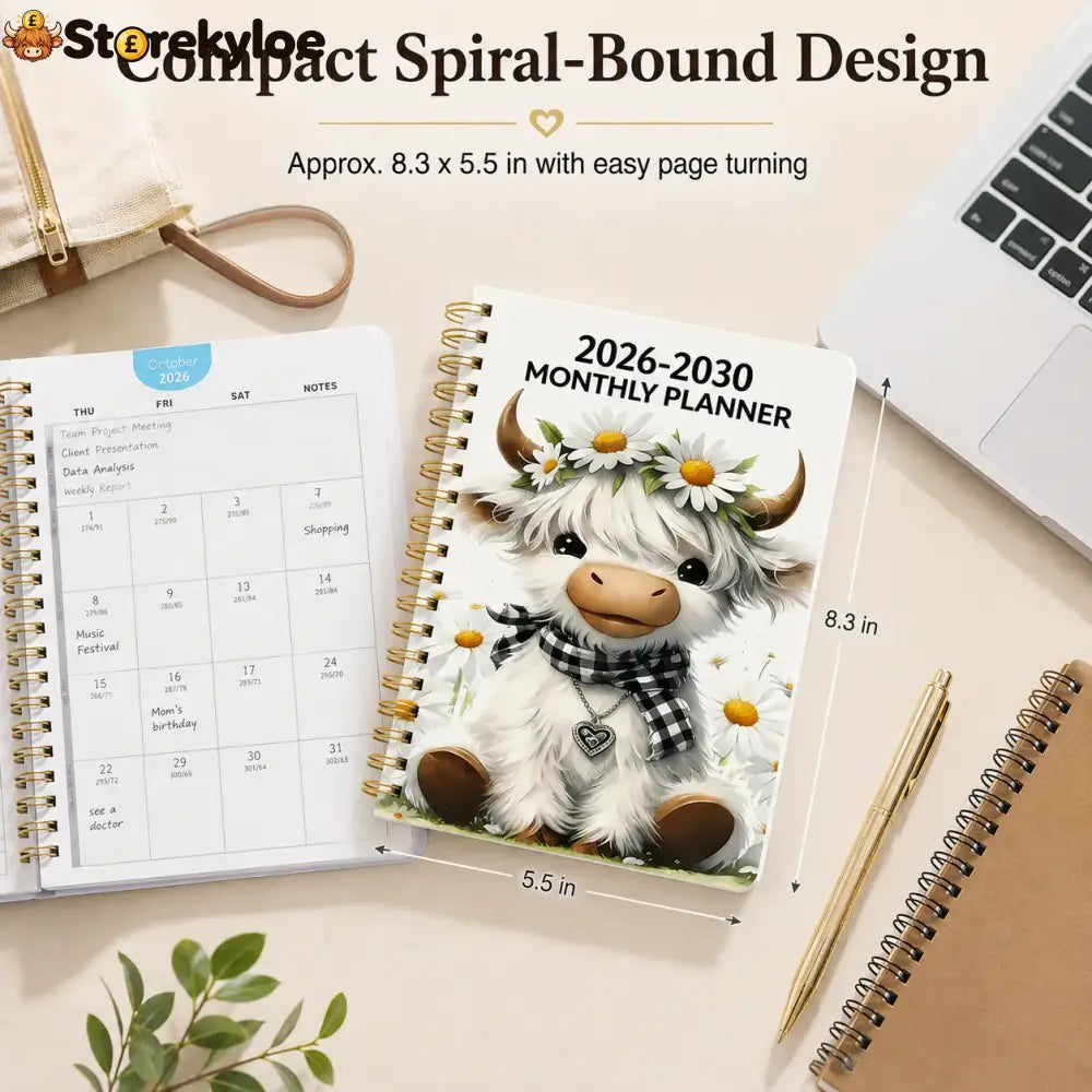 🐮 LAST DAY 49% OFF – Cute Cow 5-Year Planner 2026–2030 | Monthly Organizer with Farmhouse Cover, Goal Tracking Pages & Long-Term Planning Layout ✨