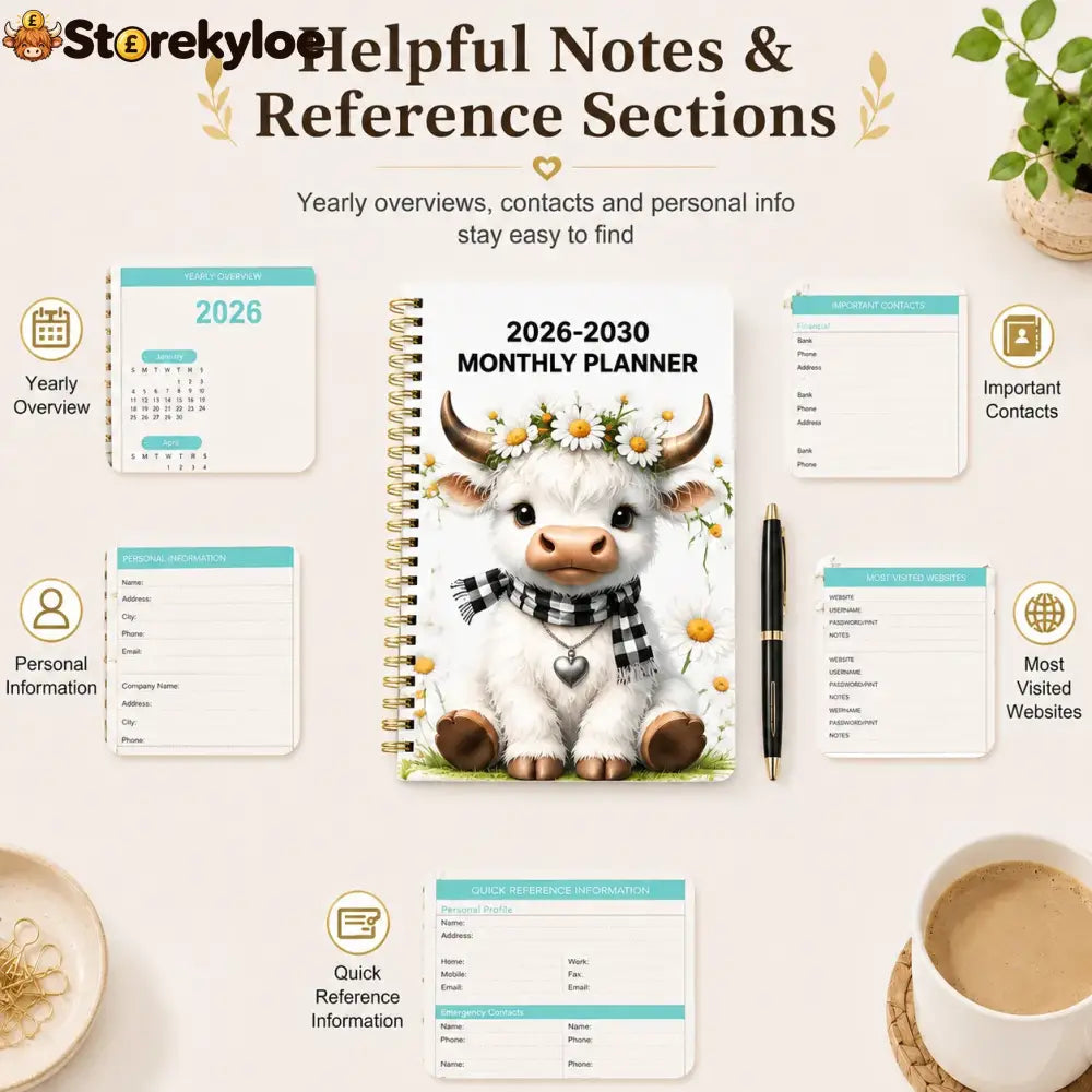 🐮 LAST DAY 49% OFF – Cute Cow 5-Year Planner 2026–2030 | Monthly Organizer with Farmhouse Cover, Goal Tracking Pages & Long-Term Planning Layout ✨