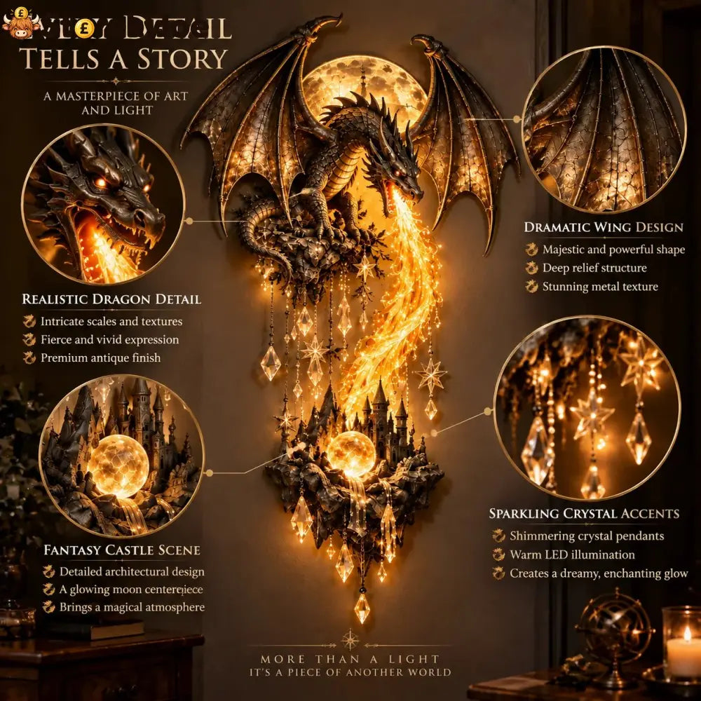 🔥 Last Day 49% OFF – 🐉 Dragonfire Moonlight Wall Lamp | Enchanted Fantasy Castle Decor 🌙 - Hot sale🔥