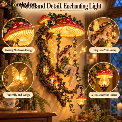 ✨last Day 49% Off✨🧚 Fairyglow™ – Lighted Woodland Fairy Mushroom Swing Wall Art - Mushrooms